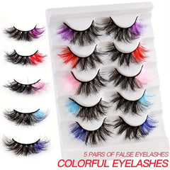 5 Pairs Colored False Eyelashes for Cosplay Masquerade Party