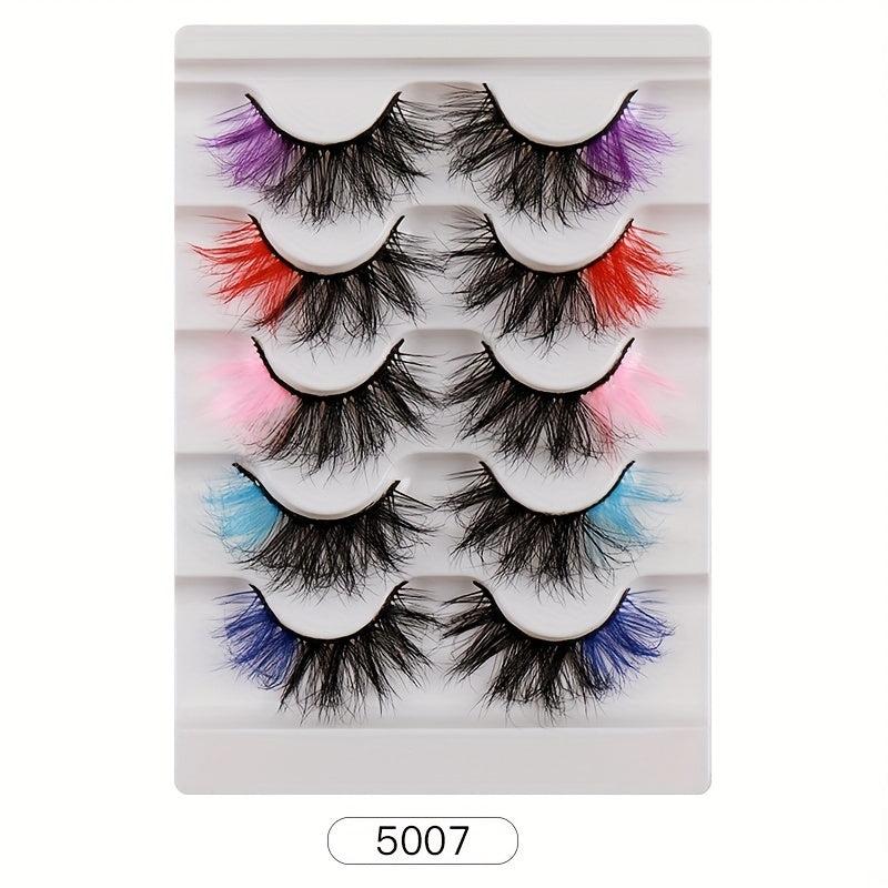 5 Pairs Colored False Eyelashes for Cosplay Masquerade Party