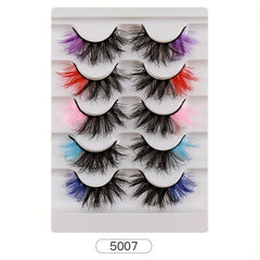 5 Pairs Colored False Eyelashes for Cosplay Masquerade Party