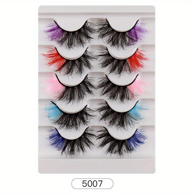 5 Pairs Colored False Eyelashes for Cosplay Masquerade Party