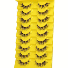 10 Pairs Cat Eye Lashes Natural Fluffy Mink Lashes Curly Reusable