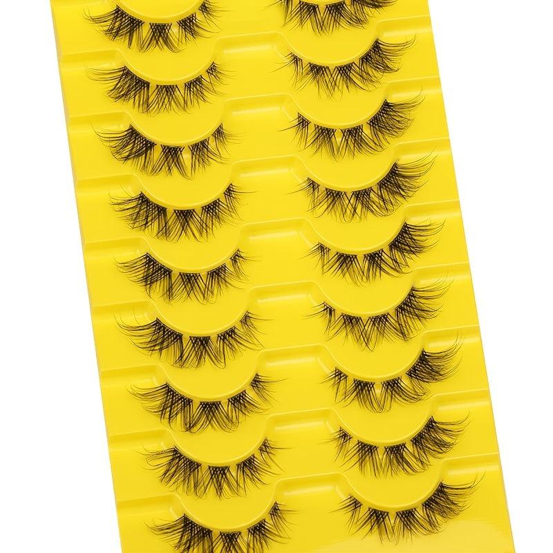 10 Pairs Cat Eye Lashes Natural Fluffy Mink Lashes Curly Reusable