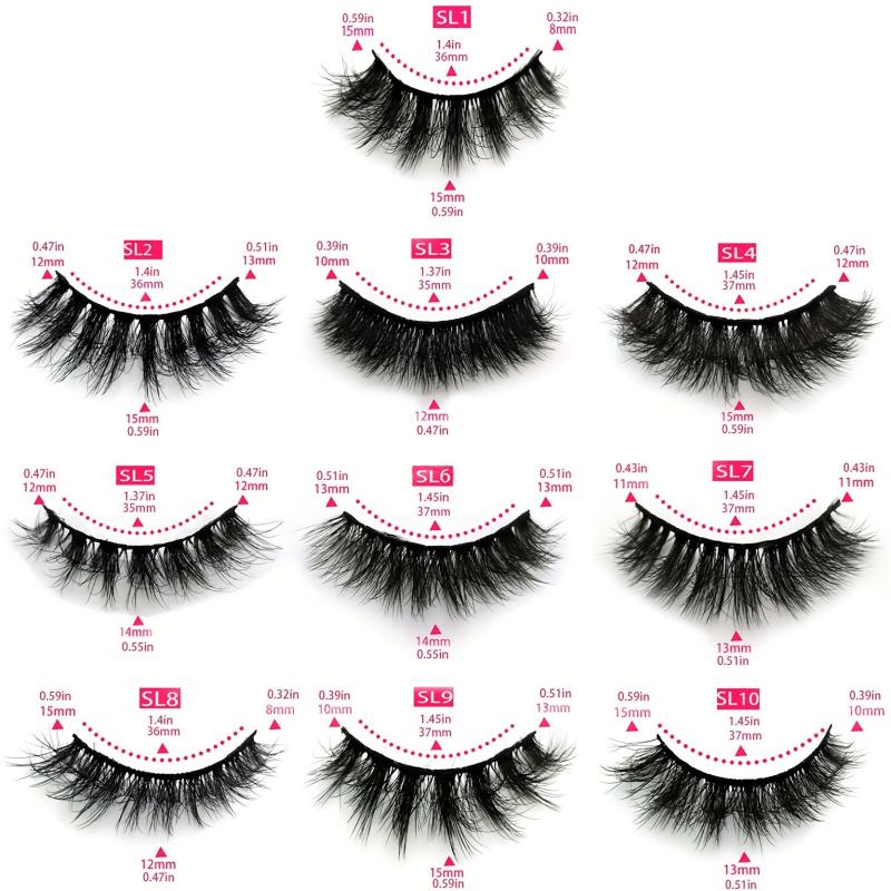 10 Pairs Faux Mink Lashes Fluffy Thick Strip False Eyelashes