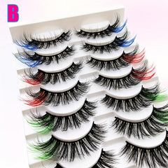 10 Pairs Colored Eyelashes 22mm Fluffy False Eyelashes Cat Eye Look