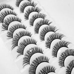 10 Pairs Curling Fluffy Messy False Eyelashes, Thick Soft Natural Lashes