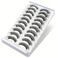 10 Pairs Curling Fluffy Messy False Eyelashes, Thick Soft Natural Lashes