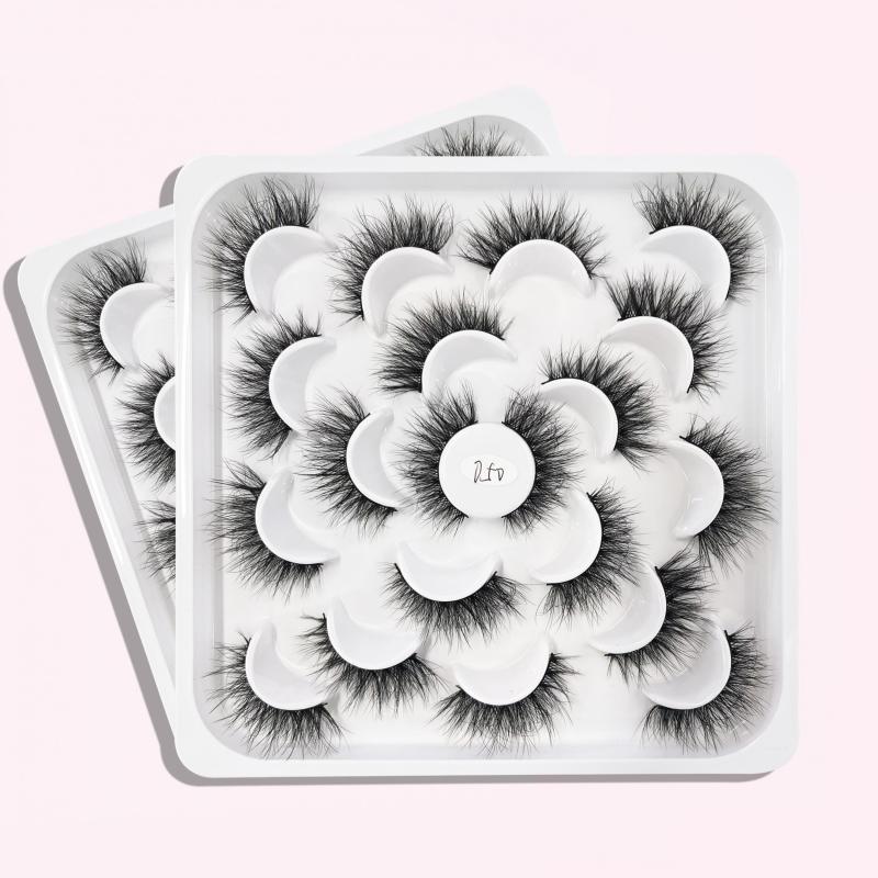 10 Pairs Curling Fluffy Messy False Eyelashes, Thick Soft Natural Lashes