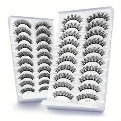 10 Pairs Curling Fluffy Messy False Eyelashes, Thick Soft Natural Lashes