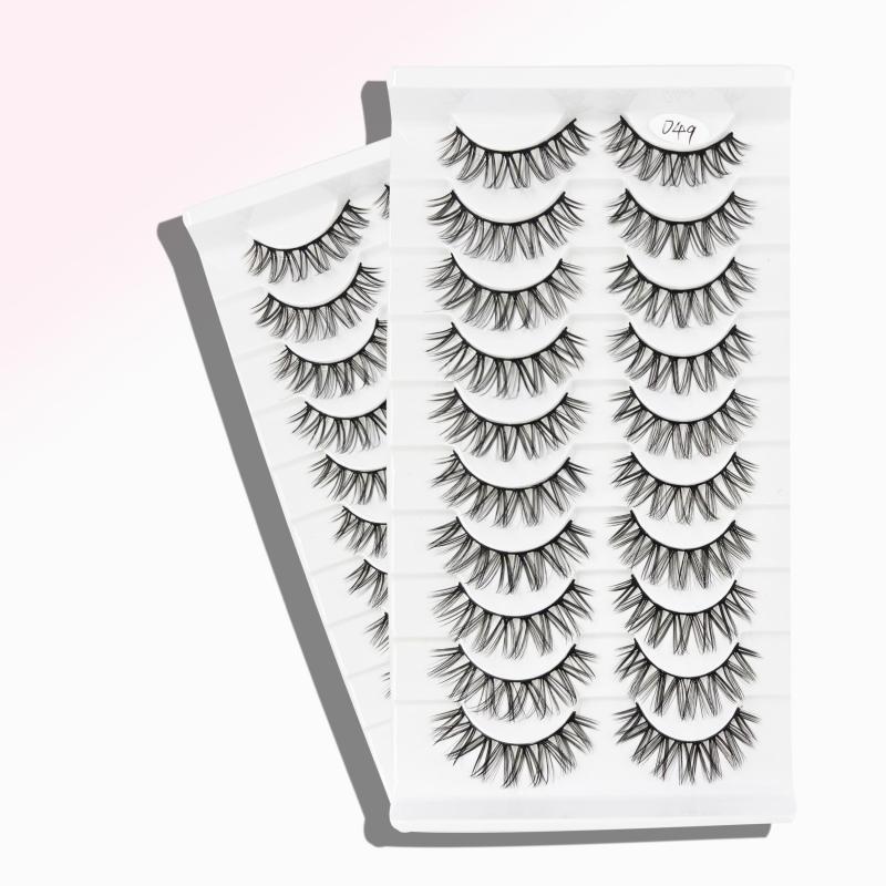 10 Pairs Curling Fluffy Messy False Eyelashes, Thick Soft Natural Lashes