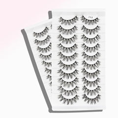 10 Pairs Curling Fluffy Messy False Eyelashes, Thick Soft Natural Lashes