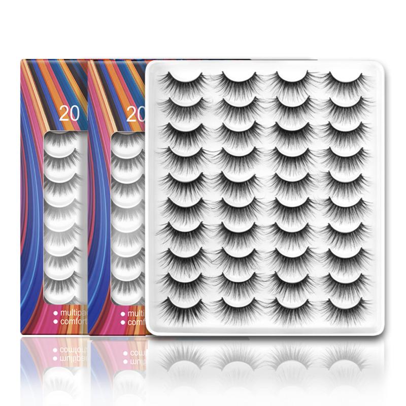 3 Boxes 20 Pairs Fluffy Natural Full Strip 3D Volume Faux Mink Lashes