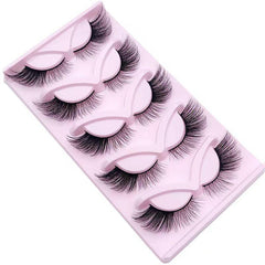 5 Pairs Natural Faux Mink Cat Eye Wispy False Eyelashes