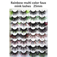 3D Rainbow False Eyelashes 20mm 25mm Fluffy Stage Makeup Lashes