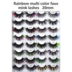 3D Rainbow False Eyelashes 20mm 25mm Fluffy Stage Makeup Lashes