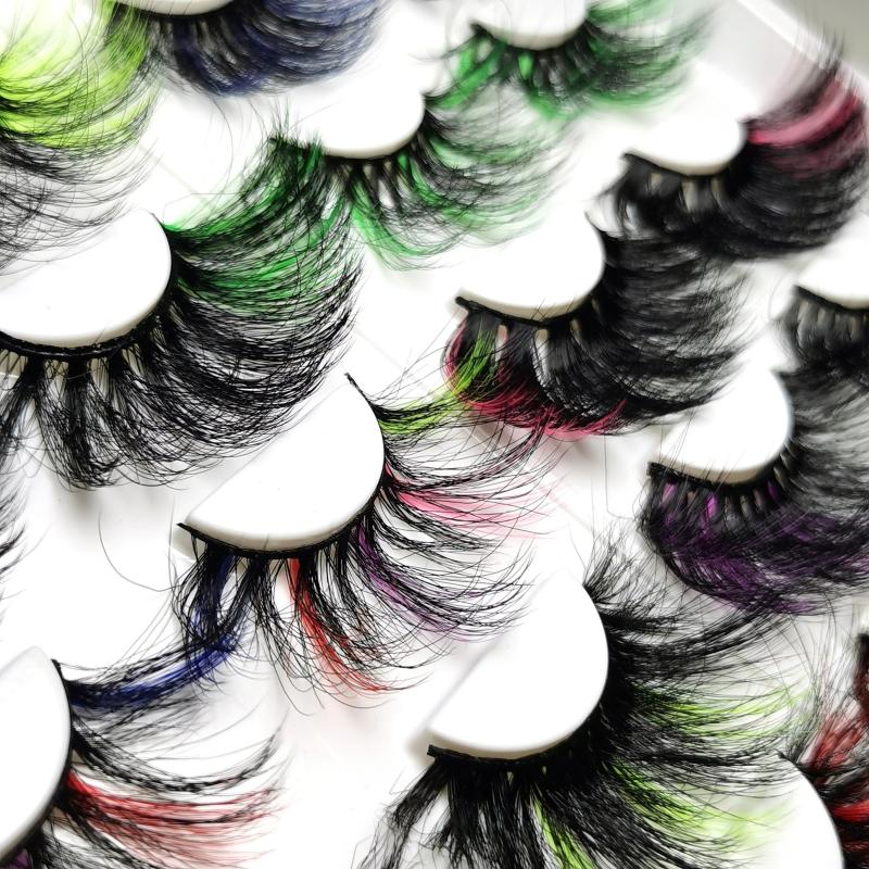 3D Rainbow False Eyelashes 20mm 25mm Fluffy Stage Makeup Lashes