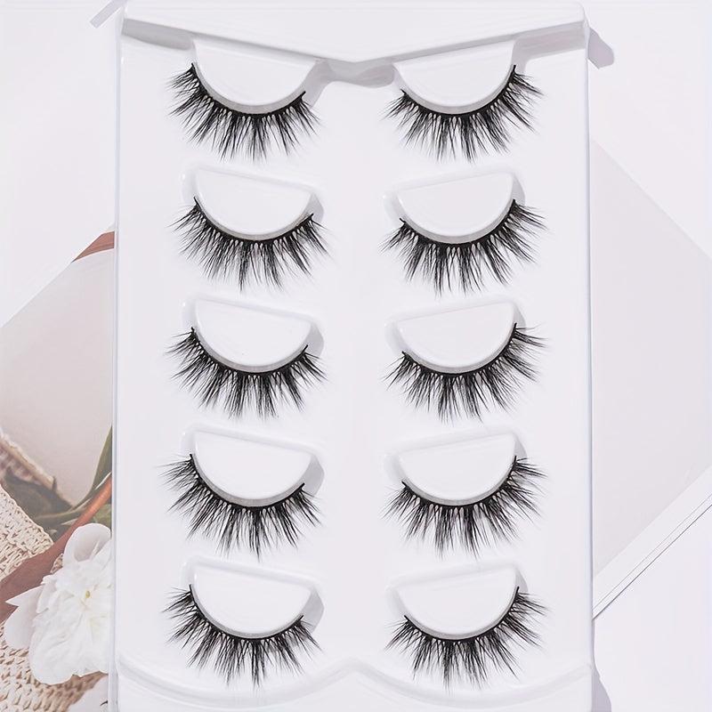 5 Pairs 14mm 3D Crisscross False Eyelashes Extension Cosplay Daily Makeup