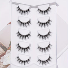 5 Pairs 14mm 3D Crisscross False Eyelashes Extension Cosplay Daily Makeup