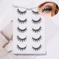 5 Pairs 14mm 3D Crisscross False Eyelashes Extension Cosplay Daily Makeup