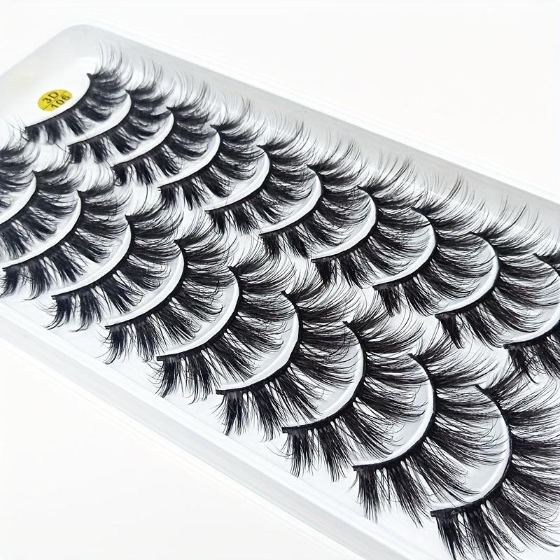 10 Pairs 3D False Eyelashes Thick & Curly Natural Look