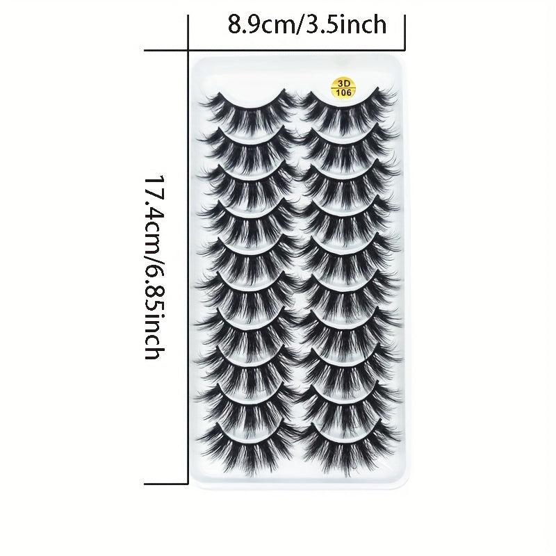 10 Pairs 3D False Eyelashes Thick & Curly Natural Look