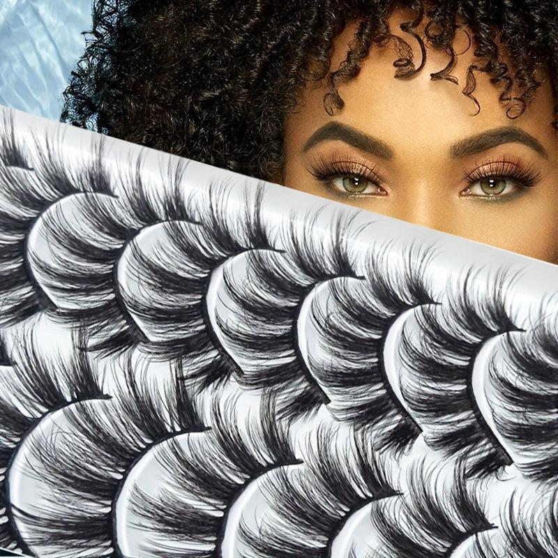 10 Pairs 3D False Eyelashes Thick & Curly Natural Look