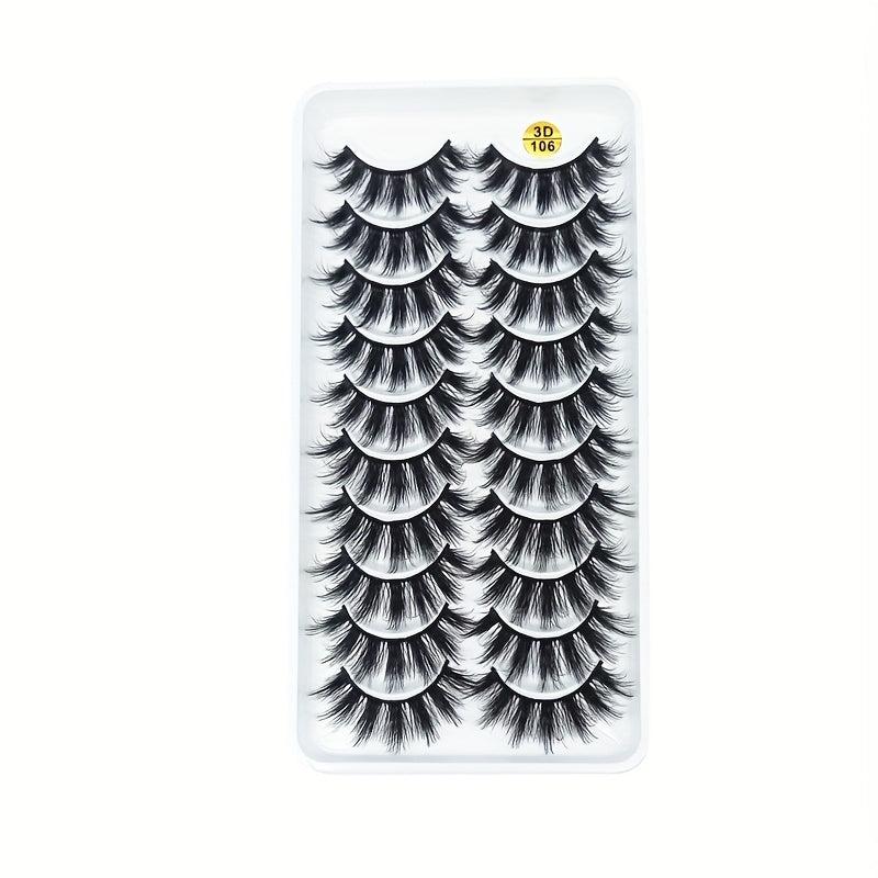 10 Pairs 3D False Eyelashes Thick & Curly Natural Look