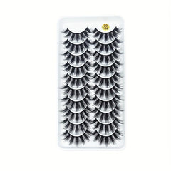 10 Pairs 3D False Eyelashes Thick & Curly Natural Look