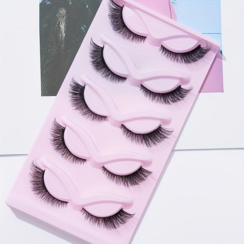 5 Pairs Cat Eye False Lashes 16mm Tail Volumized 5D Strip Eyelashes