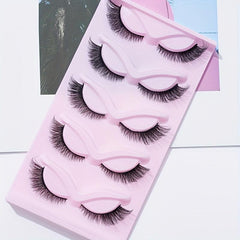 5 Pairs Cat Eye False Lashes 16mm Tail Volumized 5D Strip Eyelashes
