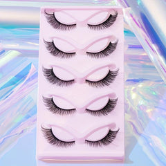 5 Pairs Cat Eye False Lashes 16mm Tail Volumized 5D Strip Eyelashes