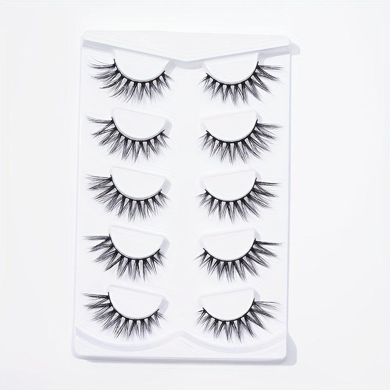 5 Pairs 14mm Winged End Elongated Eyelashes Anime Lashes