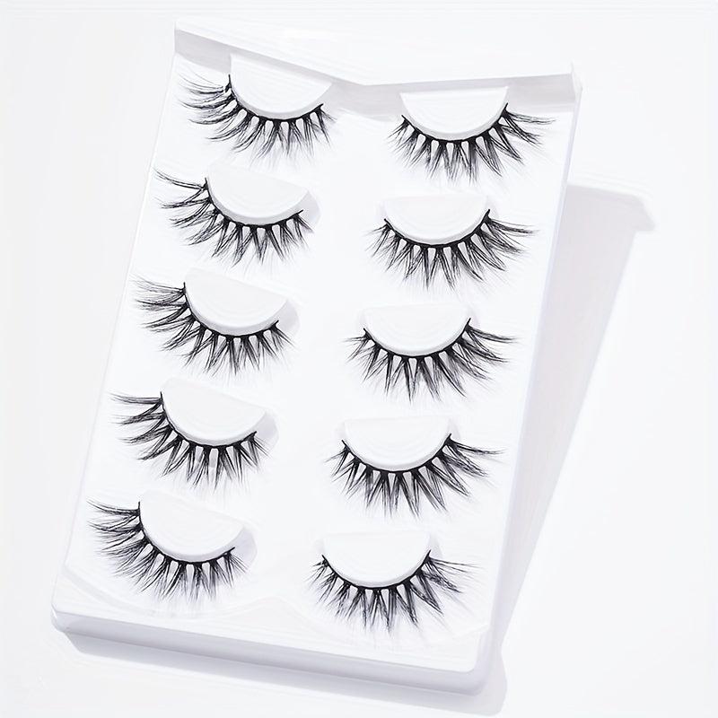 5 Pairs 14mm Winged End Elongated Eyelashes Anime Lashes