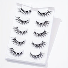 5 Pairs 14mm Winged End Elongated Eyelashes Anime Lashes