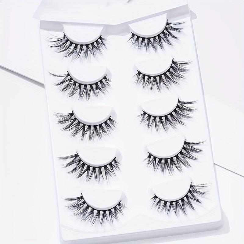 5 Pairs 14mm Winged End Elongated Eyelashes Anime Lashes