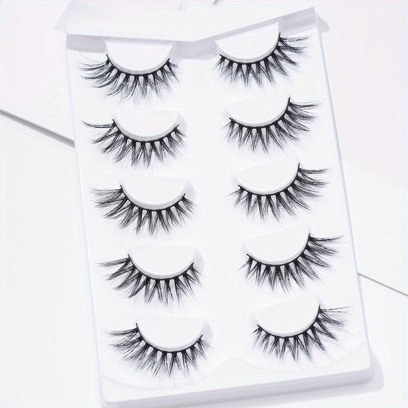 5 Pairs 14mm Winged End Elongated Eyelashes Anime Lashes