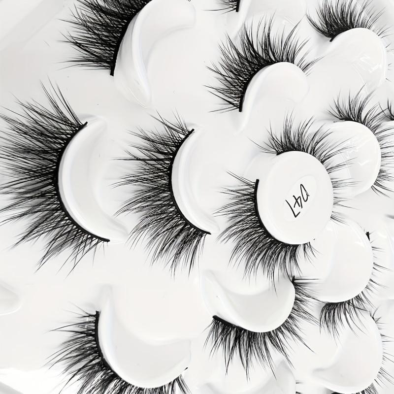 10 Pairs Thick Curling Crossed Lashes Doll Style Big Eye Makeup False Eyelashes