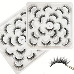 10 Pairs Thick Curling Crossed Lashes Doll Style Big Eye Makeup False Eyelashes