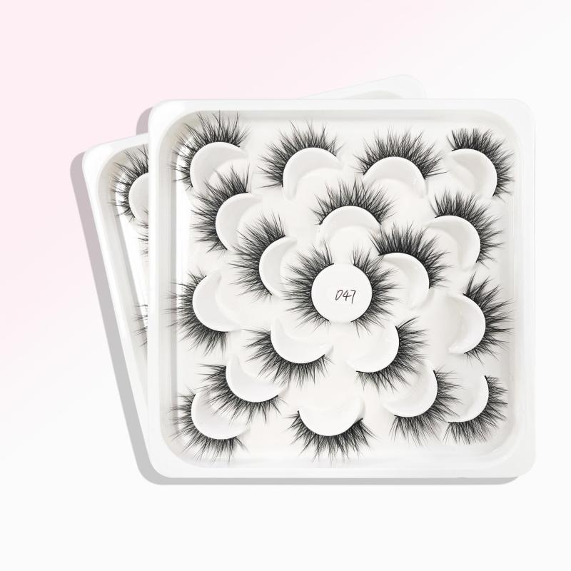 10 Pairs Thick Curling Crossed Lashes Doll Style Big Eye Makeup False Eyelashes