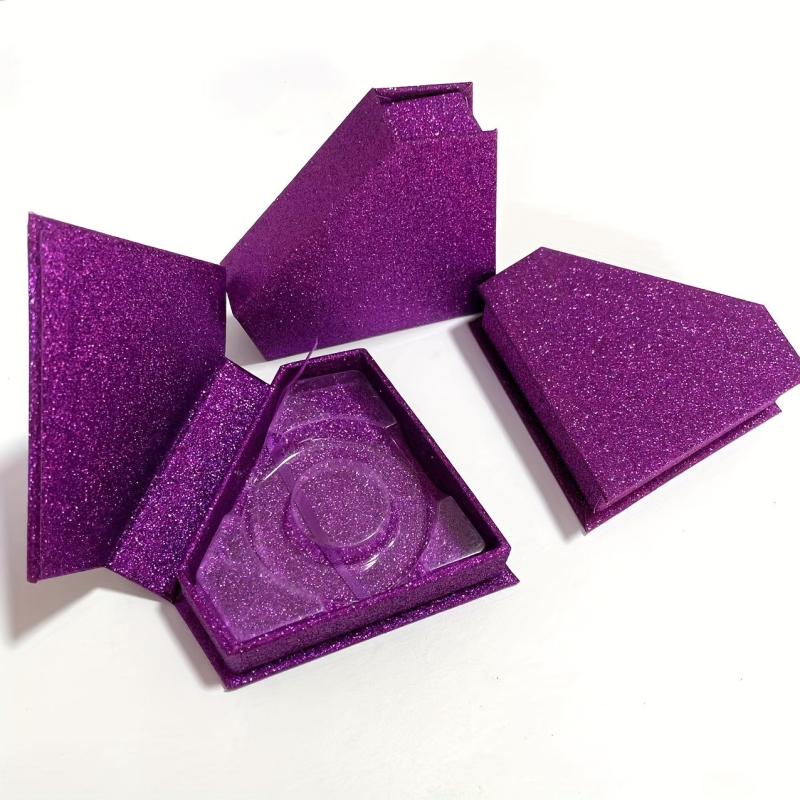 Glitter Diamond Shaped Eyelashes Storage Box - Lavender