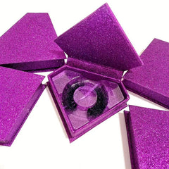 Glitter Diamond Shaped Eyelashes Storage Box - Lavender