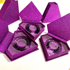 Glitter Diamond Shaped Eyelashes Storage Box - Lavender