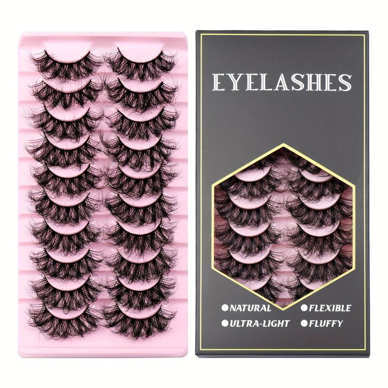 10 Pairs Thick Curling Messy Faux Mink False Eyelashes