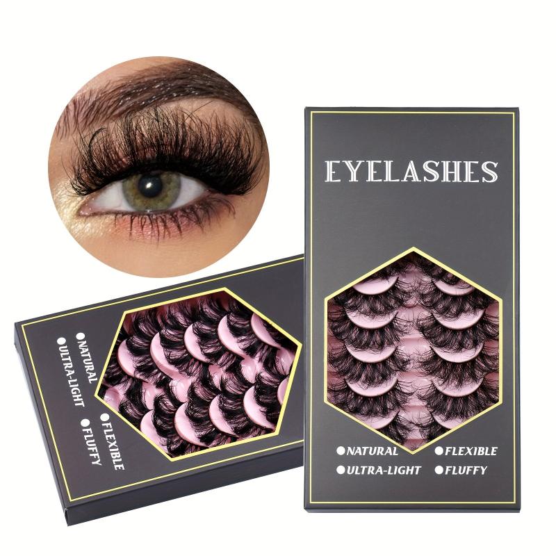 10 Pairs Thick Curling Messy Faux Mink False Eyelashes