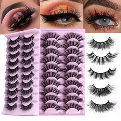 10 Pairs Crisscross False Eyelashes Natural 3D Faux Mink Lashes Reusable