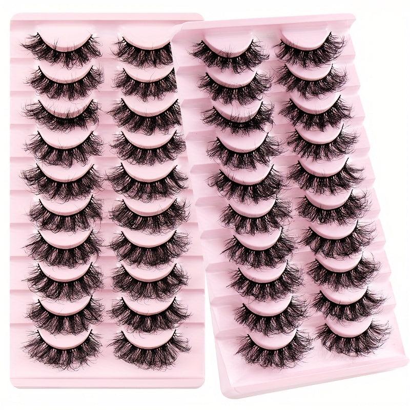 10 Pairs Fluffy False Eyelashes Dramatic Look Thick Curly Faux Mink Lashes
