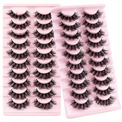 10 Pairs Fluffy False Eyelashes Dramatic Look Thick Curly Faux Mink Lashes