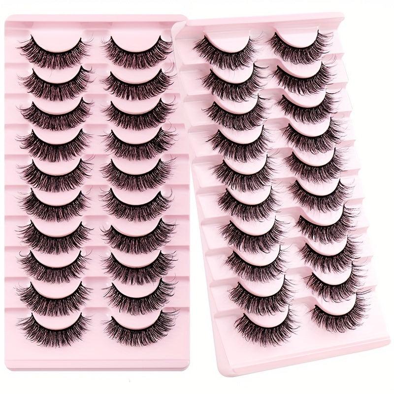 10 Pairs Fluffy False Eyelashes Dramatic Look Thick Curly Faux Mink Lashes