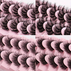 10 Pairs Fluffy False Eyelashes Dramatic Look Thick Curly Faux Mink Lashes