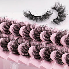 10 Pairs Fluffy False Eyelashes Dramatic Look Thick Curly Faux Mink Lashes