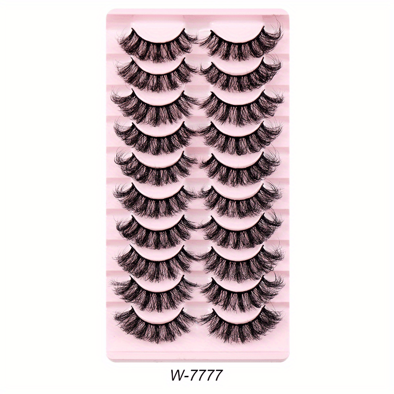 10 Pairs Fluffy False Eyelashes Dramatic Look Thick Curly Faux Mink Lashes